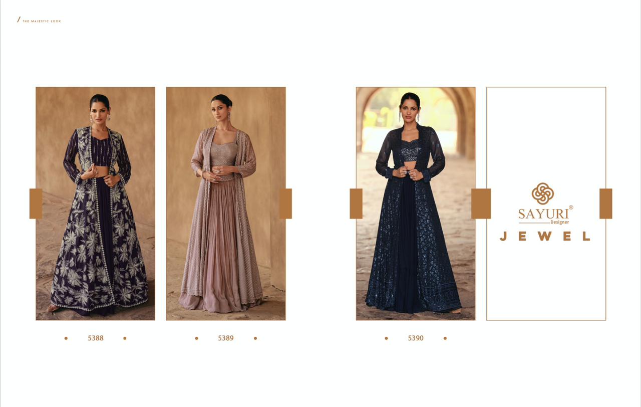 Sayuri Jewel Chinno Silk Real Georgette Wedding Wear Gown Catalog
